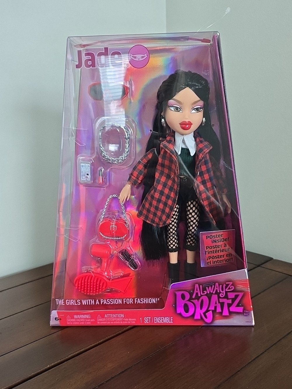 Always Bratz Jade Fashion Doll - Black Hair with Red Plaid Coat